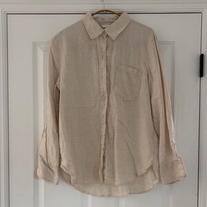 H&M Women's Linen Beige Button Down Shirt